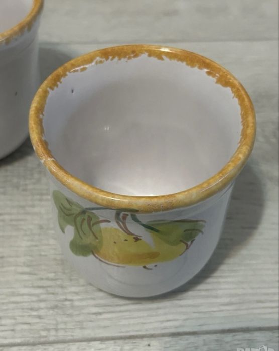Керамичен  немски комплект чаши ръчно рисувани