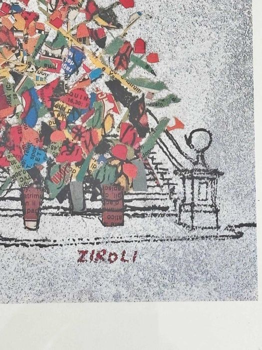 litografie semnată de Ziroli înfățișând Treptele Spaniole din Roma