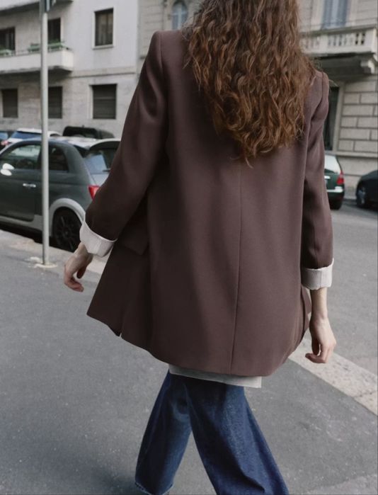 Елегантен кафяв блейзър/сако Zara