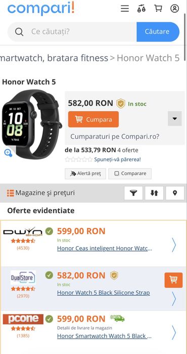 MDM vinde: Smartwatch Honor Watch 5.