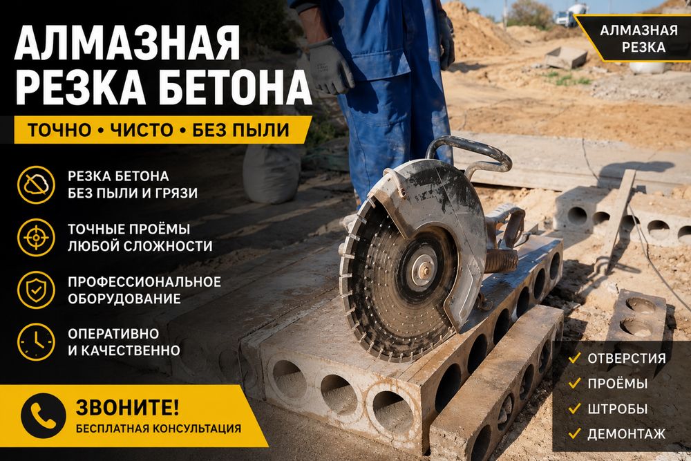 Алмазная резка бетона ( бурение)