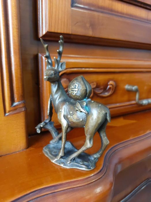 Sculptura Chineza Deosebita Bronze Yuanbao Sika! Foarte Rar!