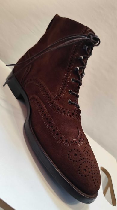 Ghete lace up 42.5 43 de lux Fratelli Rosetti lucrate manual piele nat