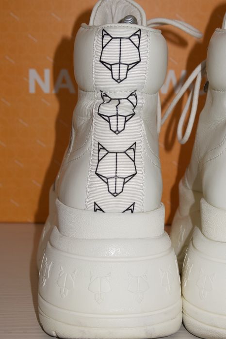 Naked Wolfe Spike – botine platformă din piele albă, mărimea 37