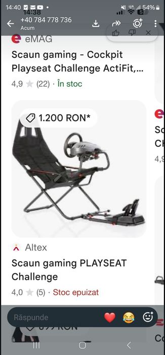 Vand scaun gaming nefolosit