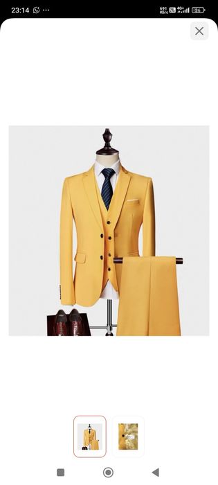 Костюм классический желтый тройка