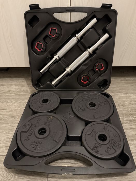 Set gantere si bare bodybuilding 20kg decathlon