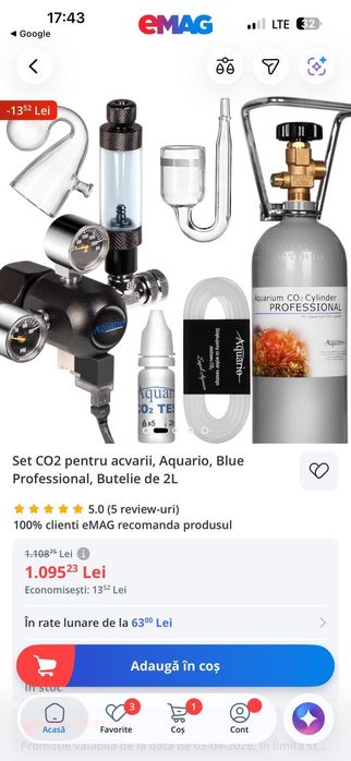 Set CO2 pentru acvarii Aquario blue professional