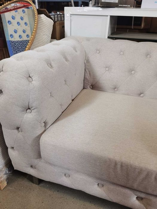 Canapea cu 3 locuri din țesătură bej, Beliani