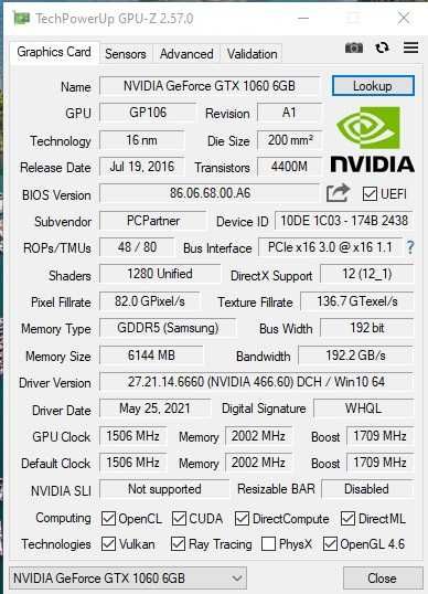 Placa video gaming Nvidia GTX 1060 6Gb 192 bit Impecabila