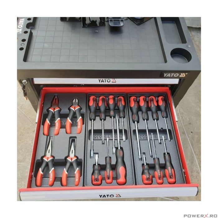 Dulap scule complet echipat 177 piese, chei tubulare, fixe, clicheti,