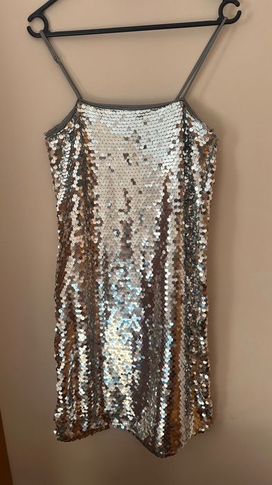 Официална къса рокля с пайети