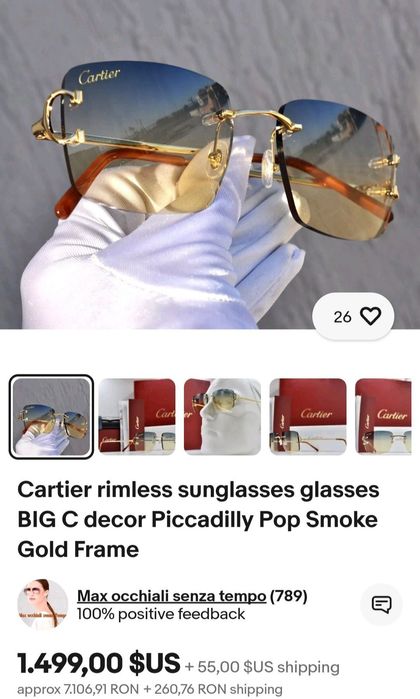 Ochelari CARTIER Big C Decor Piccadilly Gold Paris