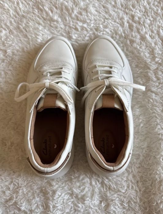 Clarks кецове сникърси маратонки бели бял 36 ествествена кожа