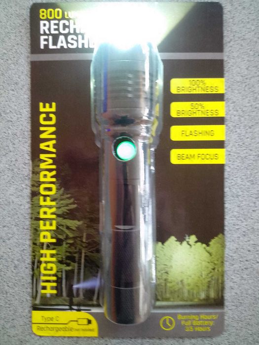 Lanterna led reincarcabila, 800 lumeni, carcasa aluminiu