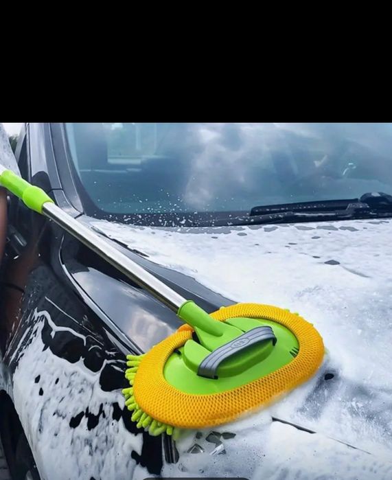 Perie / Mop 2 în 1 pentru spălat auto telescopic cu  cap rotativ