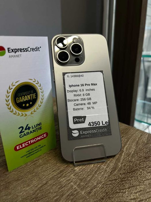 (AG42 Roman) iPhone 16 Pro Max B.14366 Garantie 2 ani