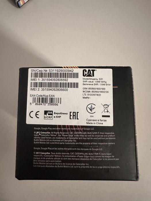 Telefon CAT S31 Rezistent,Fiabil,Ideal pentru conditii extreme SIGILAT