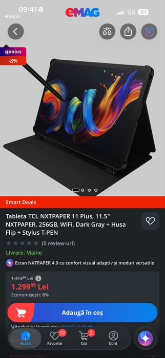 Tableta TCL NXTPAPER 11 Plus, 11.5" NXTPAPER, 256GB, WiFi, Dark Gray - SIGILATA