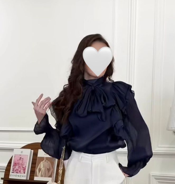 блузка темный синий