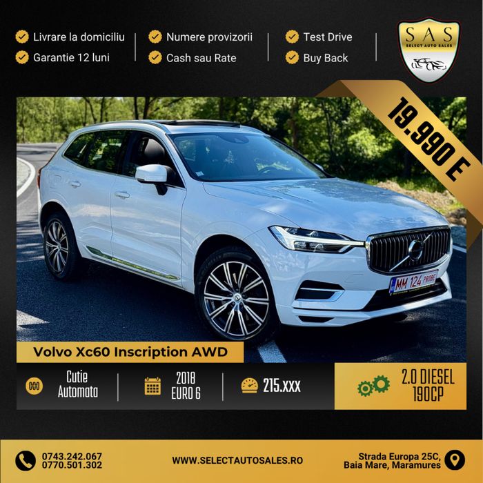 Volvo Xc60 AWD  D4 - Inscription - Automat - 4x4 - Panoramic- Led - Cash sau Rate - Garantie