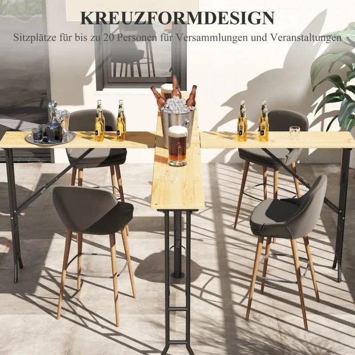 Outsunny маса за пикник, външна сгъваема маса, до 20 души, устойчива н