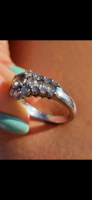 Inel superb din platina + pink diamond 0,6ct si anturaj briliante albe