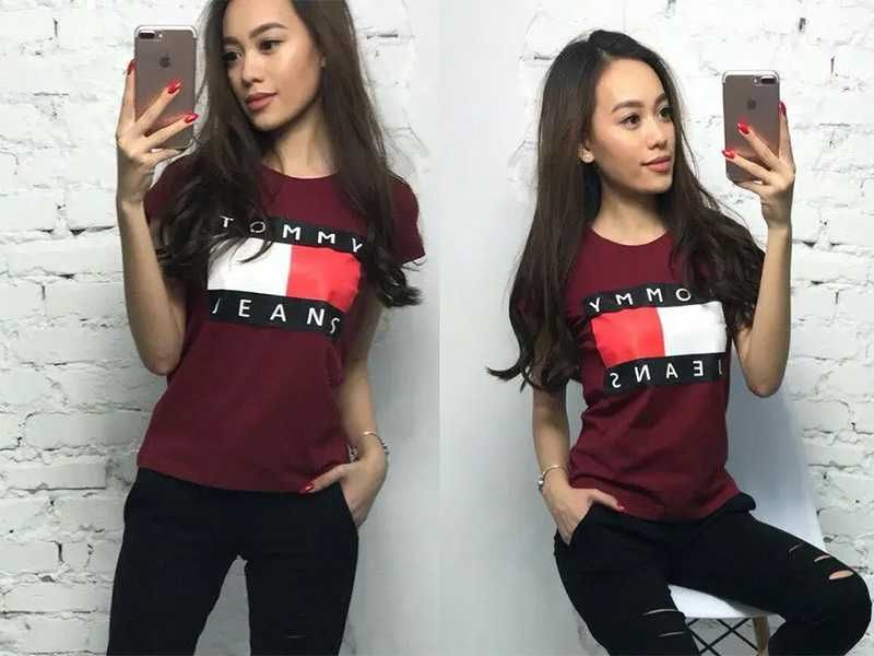 Дамски тениски Tommy Jeans принт Ралични цветове