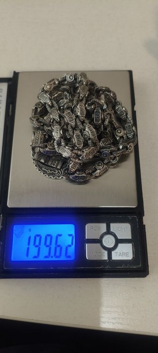 Серебряная цепь с уклоном и браслет