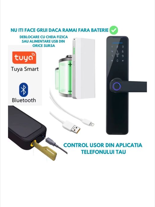 Incuietoare de usa inteligenta, WiFi, Cu telecomanda , Amprenta