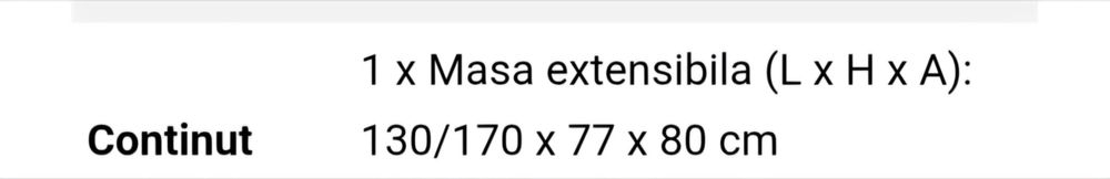 Vând masă extensibilă +4 scaune