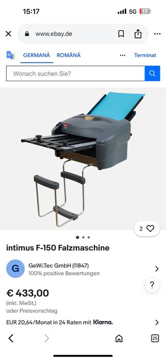 Intimus F-150 – Mașină automată de pliat documente