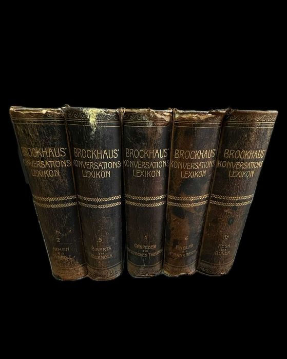 Set 5 volume enciclopedii vechi „Brockhaus Konversations-Lexikon”