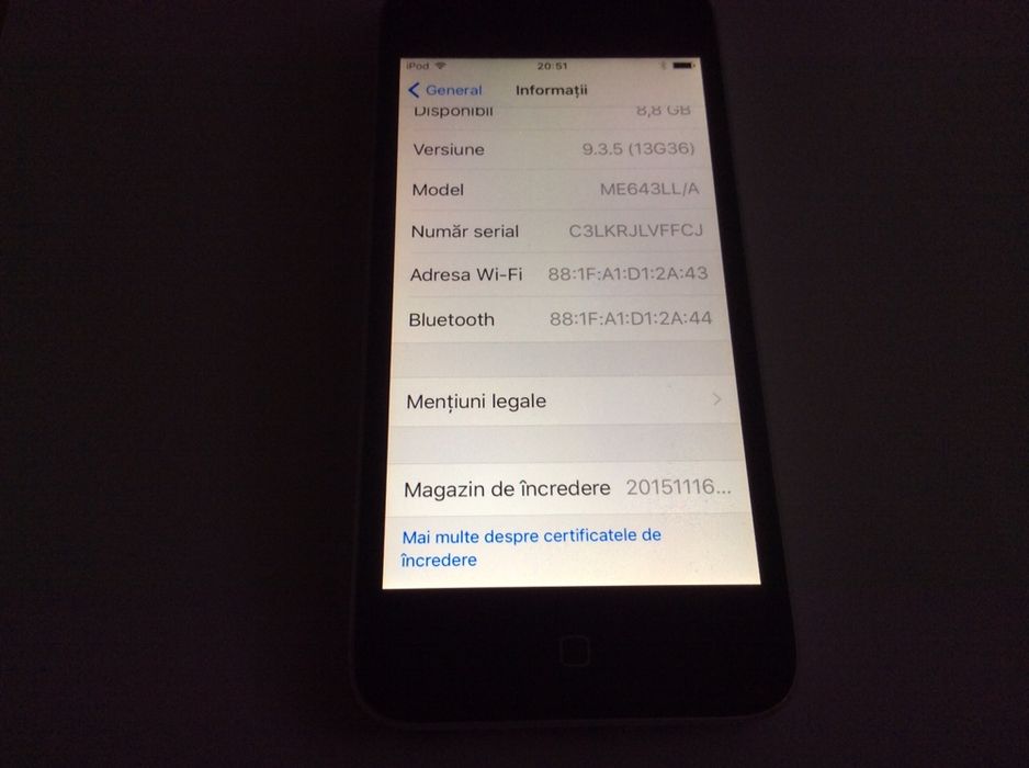 Apple iPod Touch A1509 16GB 5th Gen. Silver MP3 Player fara icloud