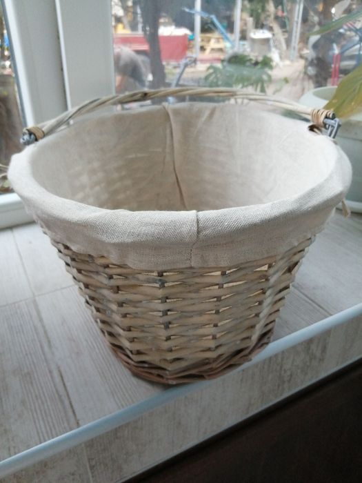 Плетена кошница с дръжка, панер, 40 см, декорация