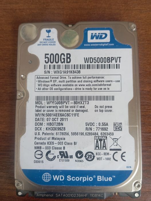 Жесткий диск wd5000bpvt