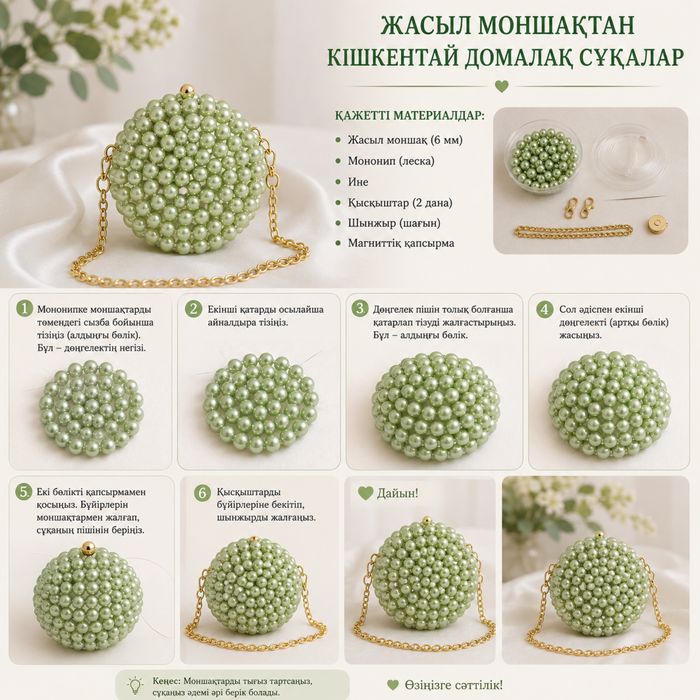 Қолмен жасалған моншақ сөмке