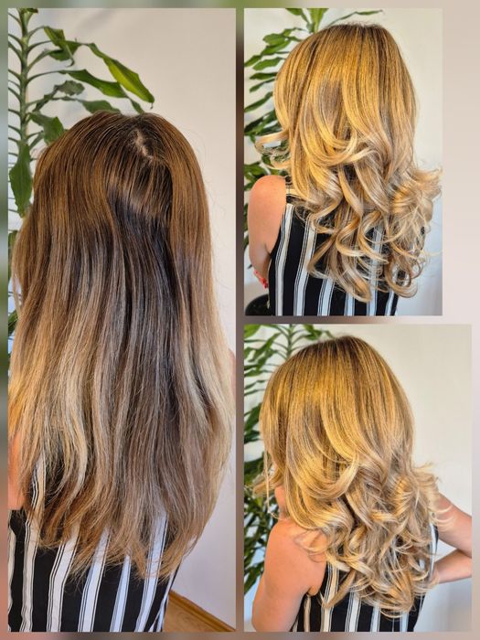 Realizez vopsit tip balayage, șuvițe,  ton pe ton.