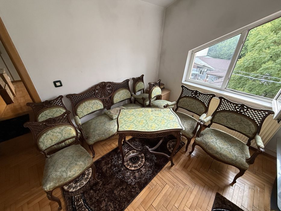 Set Salon Vintage Complet Stil Ludovic XV / Rococo –Lemn Masiv & Tapițerie Originală Impecabilă (8 Piese) -de colectie + separat o canapea Biedermeier