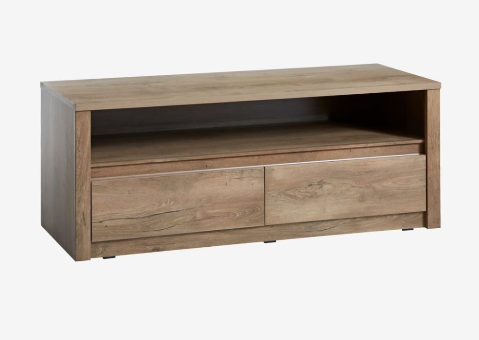 Comodă TV din lemn masiv, cu două sertare practice și un compartiment