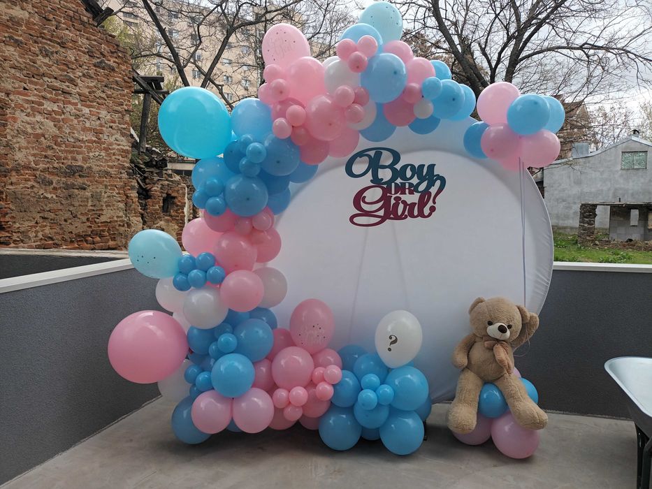 Decor gender reveal Arcada baloane baby shower Artificii de zi