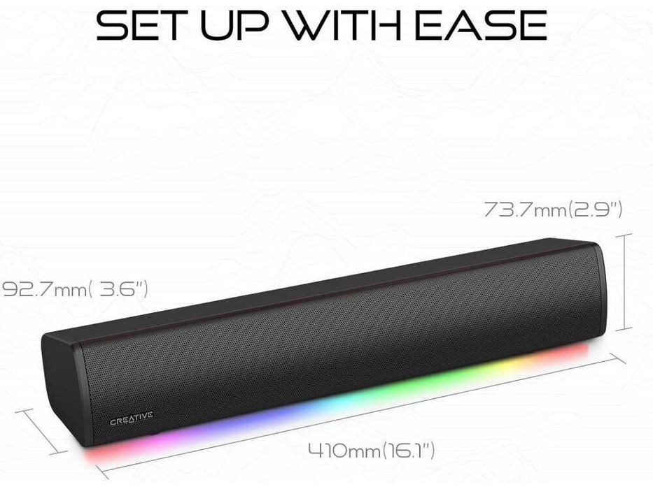 Soundbar CREATIVE Sound Blaster GS3 Soundbar BT 5.4, USB-C, RGB, 24W, negru