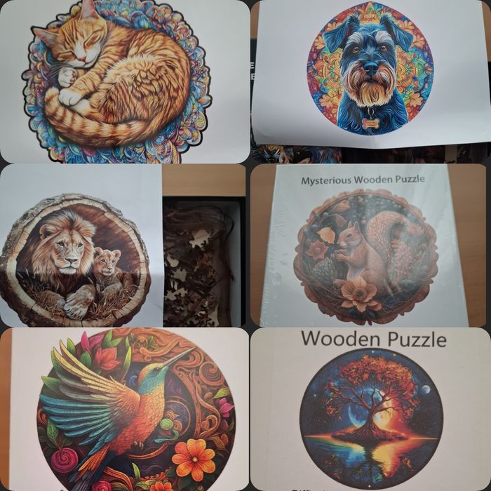 Дървен красив пъзел с две птици цветен. Различни видове