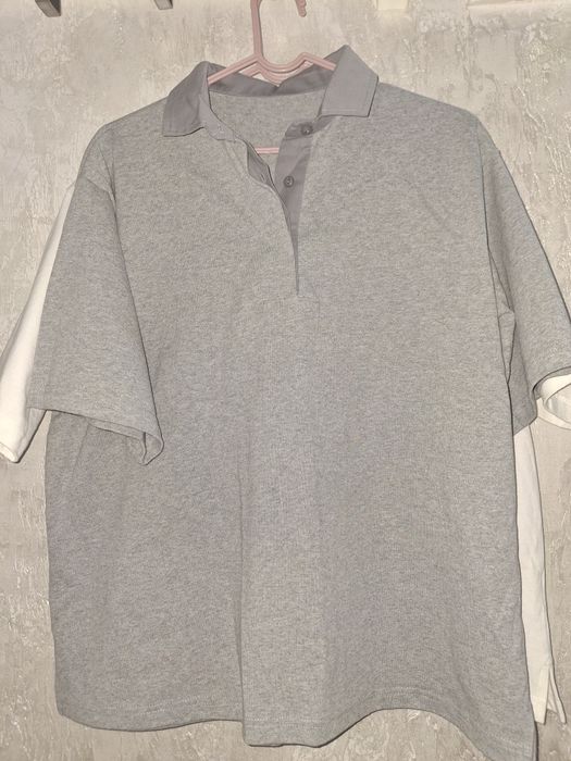 Поло серого цвета из  100% хлопка