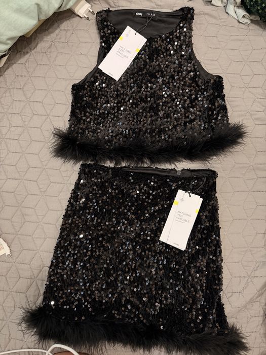 Сет бляскава поля и потник с пух