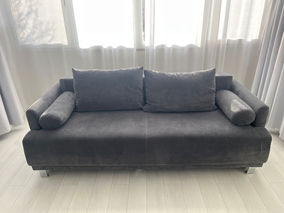 ТЪМНОСИВО КАНАПЕ 216/95/75 СМ С ПЛОЩ ЗА СЪН 150/198