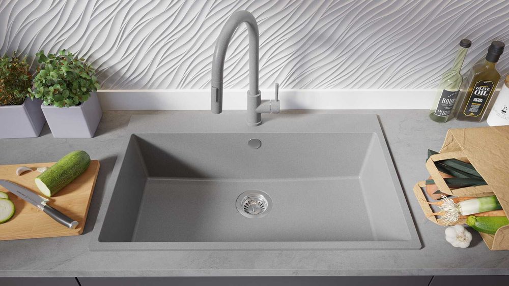 сива кухненска мивка от гранит Рига 80 XXL 780 x 500 мм
