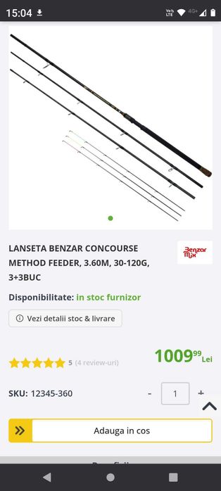 Lanseta Benzar Concourse Method Feeder , 3.60M, 30-120G, 3+3Buc