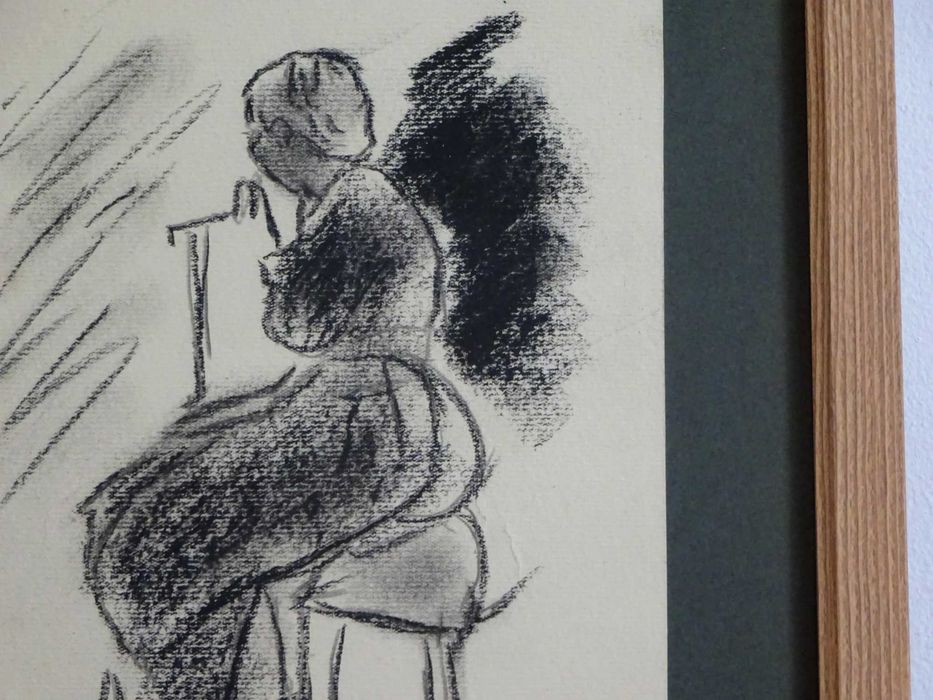 Corneliu Baba, ’Tataroaica pe fotoliu’|Tablou vechi, carbune pe hartie