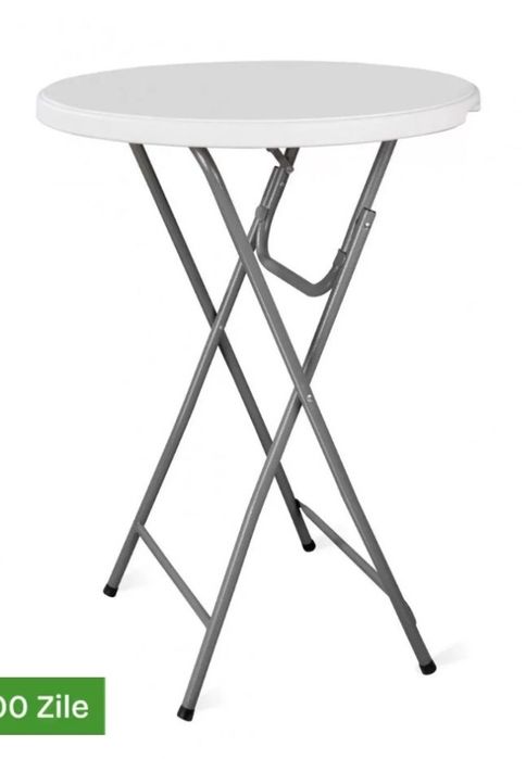 Inchiriere masa inalta pliabila cocktail+ husa alba stand demo, petrec